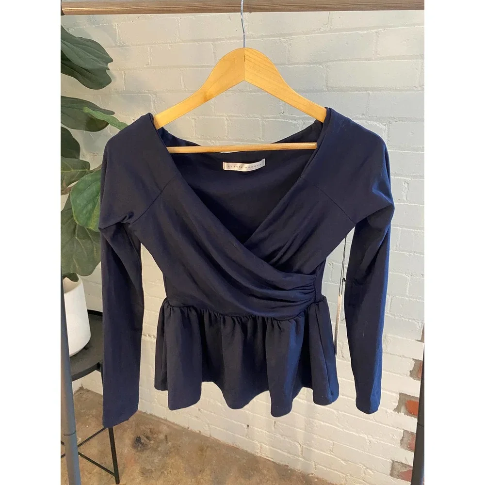 Susana Monaco Cross Front Off the Shoulder Peplum Blouse - Picture 2 of 6